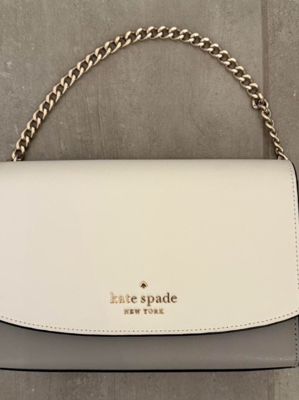 kate spade Two-Tone White and Gray Chain Strap Shoulder Bag